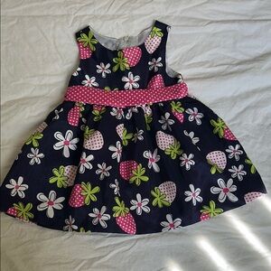 Floral Kids Dress - Navy and Pink